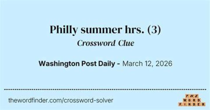 Summer hrs. in Pittsburgh Crossword Clue